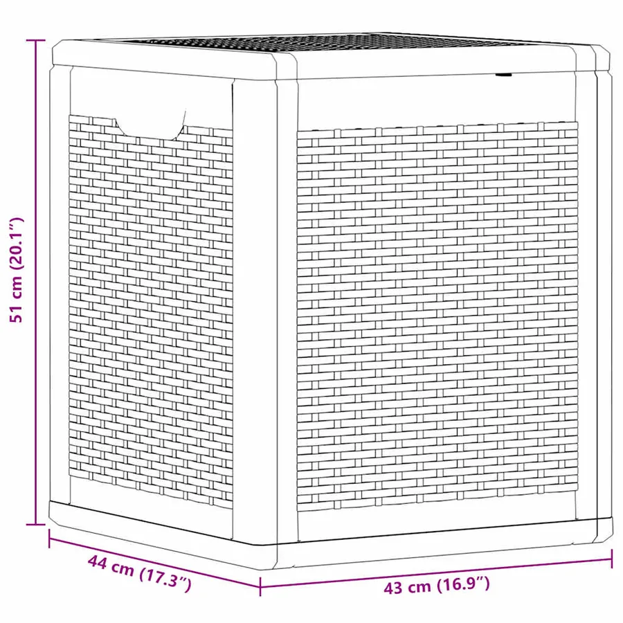 Boîte de rangement de jardin 90 L Noir PP Rotin - 9