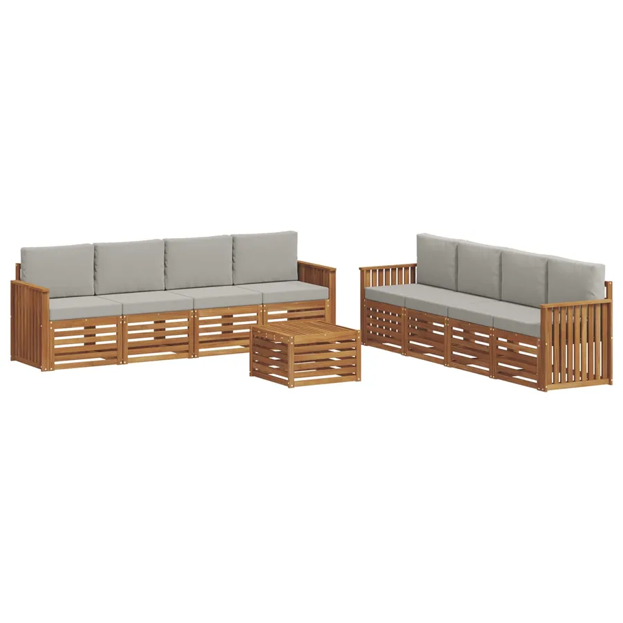 Ensembles de canapés avec coussin 9 pcs Gris Naturel et Clair - 2