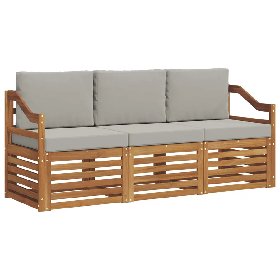 Ensembles de canapés avec coussin 3 pcs Gris Naturel et Clair - 2