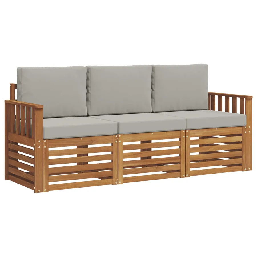 Ensembles de canapés avec coussin 3 pcs Gris Naturel et Clair - 2