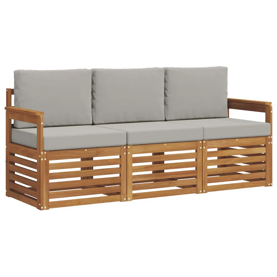 Ensembles de canapés avec coussin 3 pcs Gris Naturel et Clair - 2