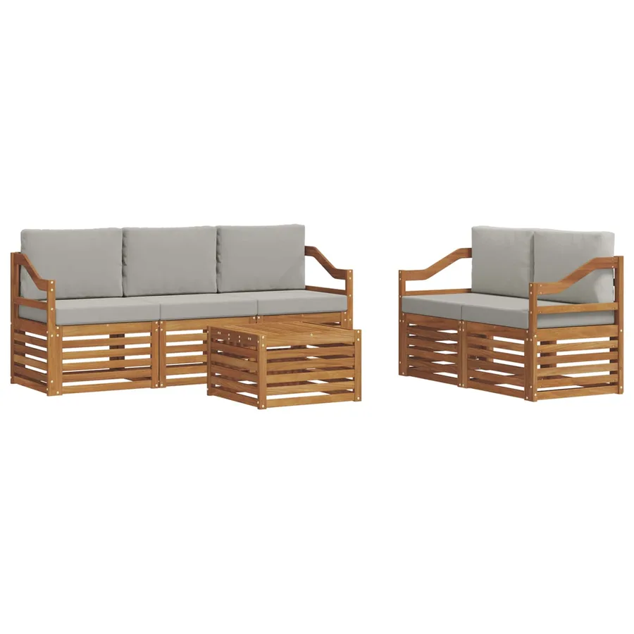 Ensembles de canapés avec coussin 6 pcs Gris Naturel et Clair - 2