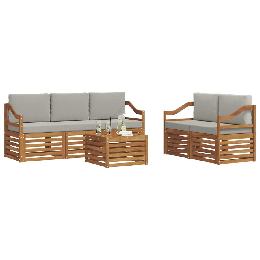 Ensembles de canapés avec coussin 6 pcs Gris Naturel et Clair - 3