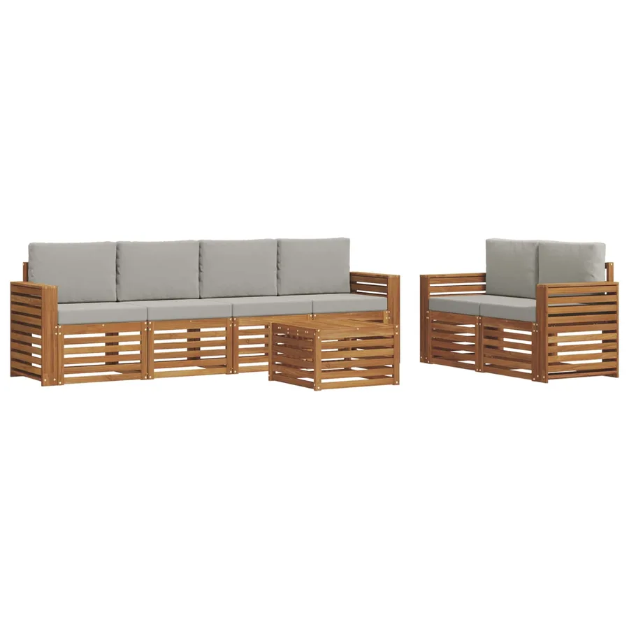 Ensemble de canapés d'extérieur 7 pcs Gris Naturel et Clair - 2