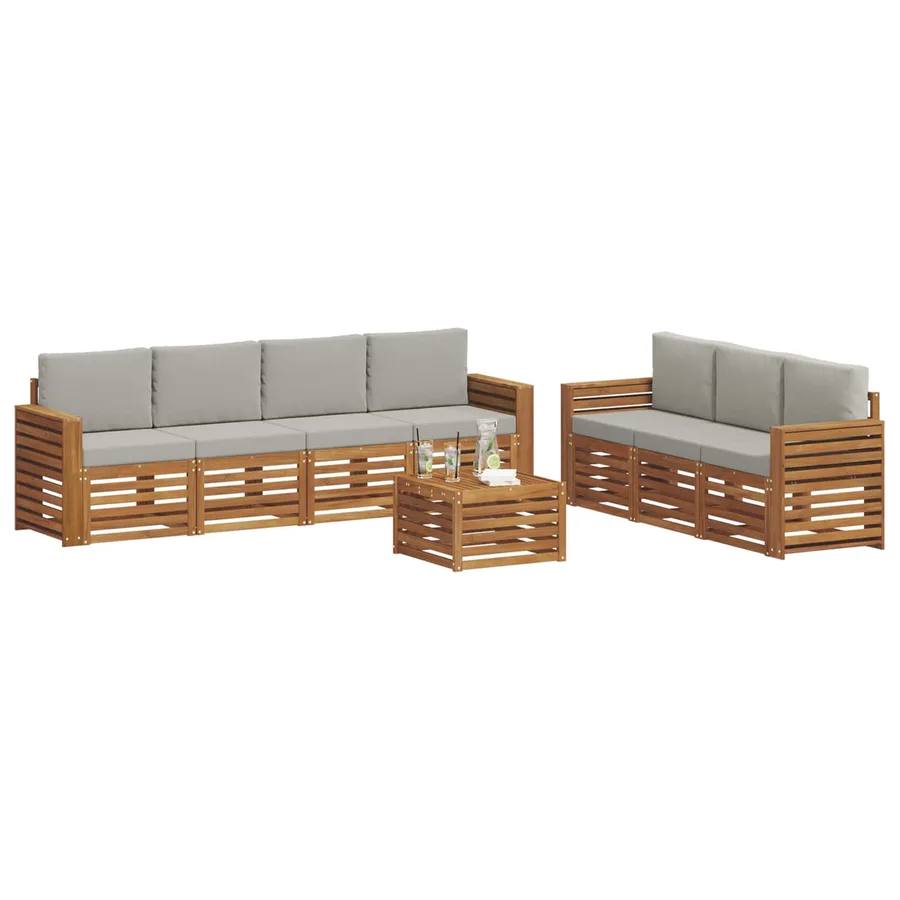 Ensembles de canapés avec coussin 8 pcs Gris Naturel et Clair - 3