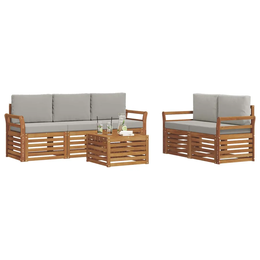 Ensembles de canapés avec coussin 6 pcs Gris Naturel et Clair - 3
