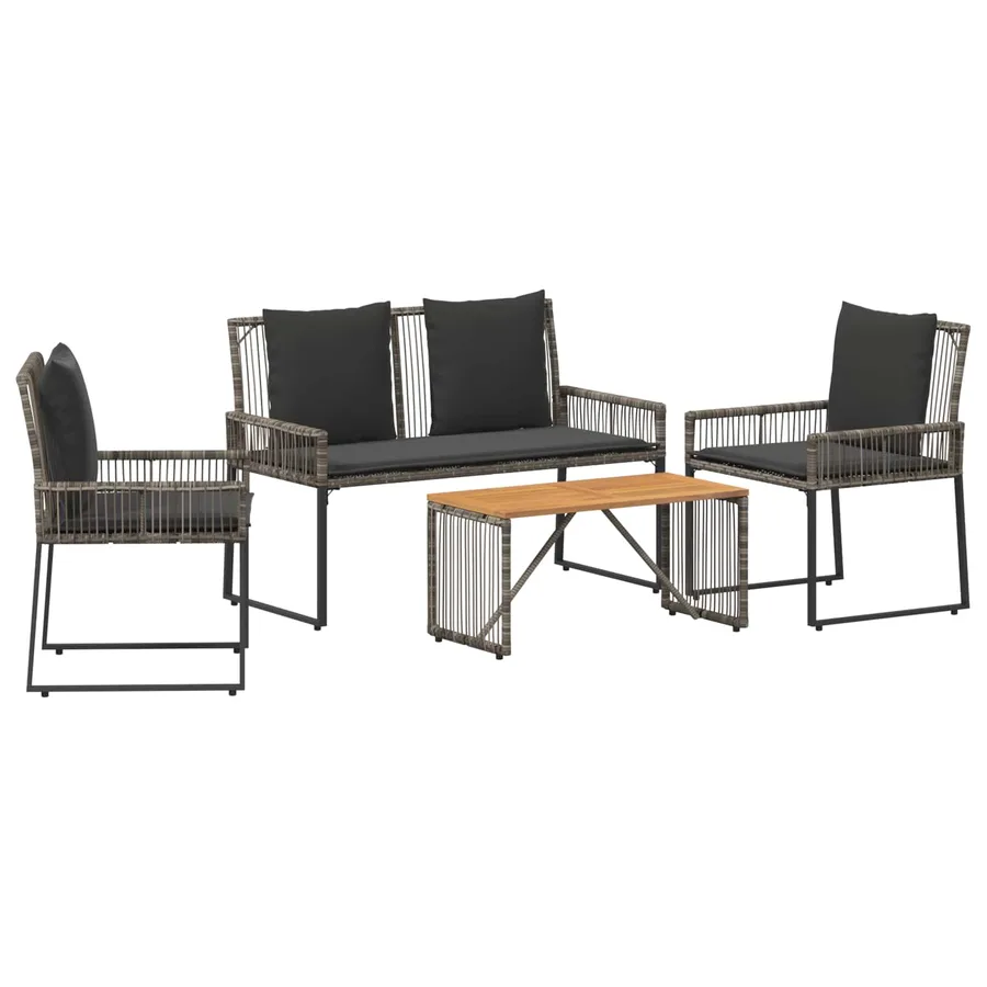 Ensemble de meubles d'extérieur 9 pcs Gris et Gris foncé - 2