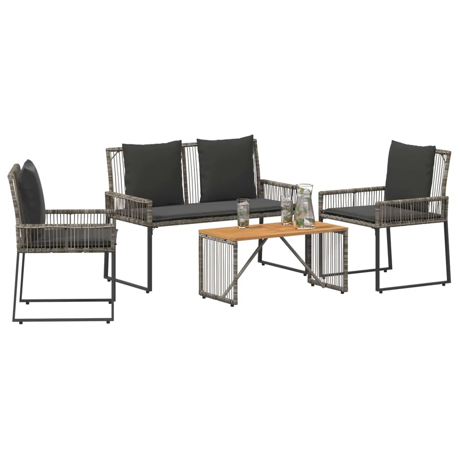 Ensemble de meubles d'extérieur 9 pcs Gris et Gris foncé - 3
