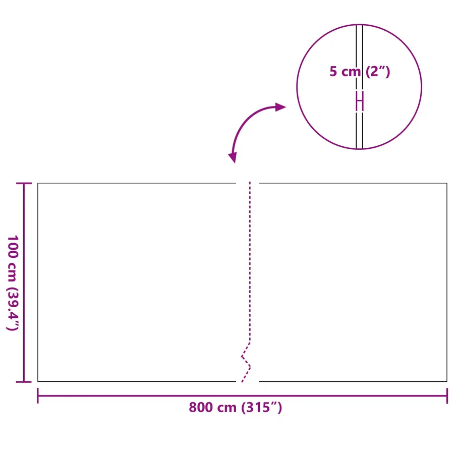 Gazon artificiel Vert 1 x 8 m / 50 mm PP & PE - 10