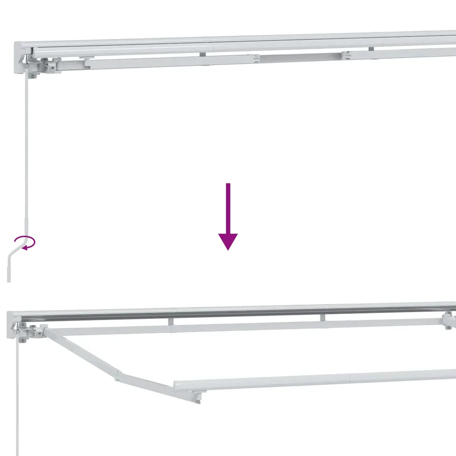 Cadre de auvent manuel Réglable Blanc 5 x 3 m Acier - 8