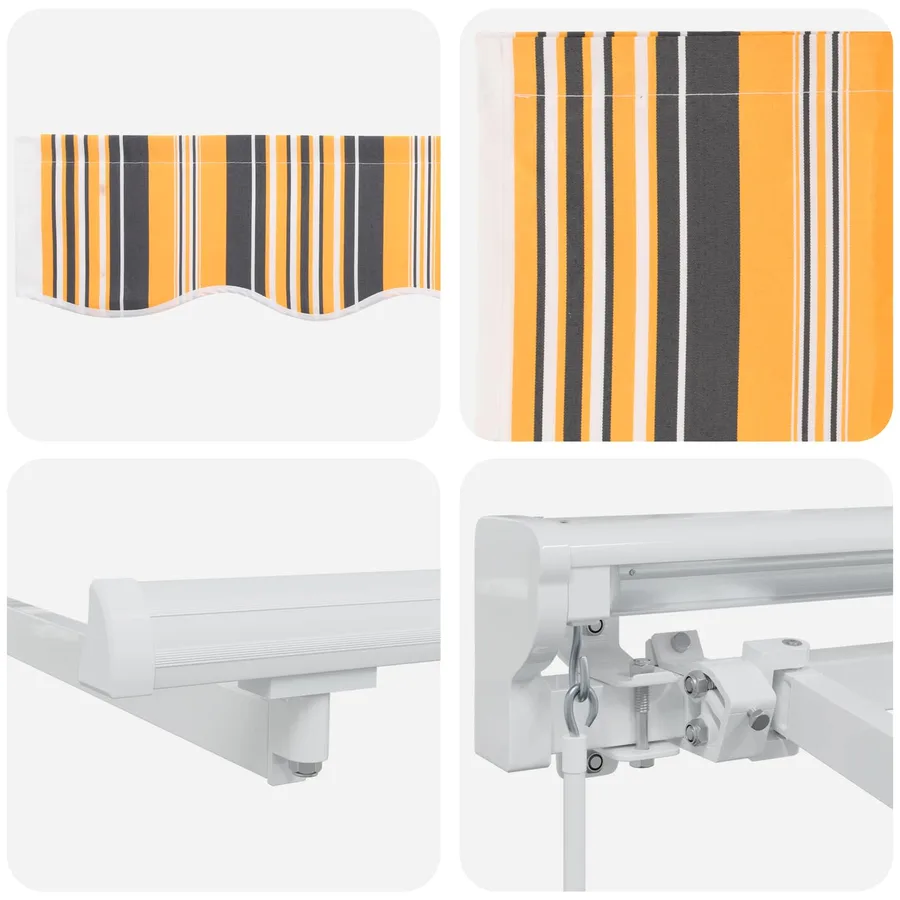 Auvent rétractable manuel Jaune, Gris et Blanc 5 x 3 m - 7