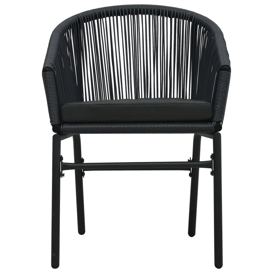Chaises de jardin lot de 2 Noir Rotin PE - 3