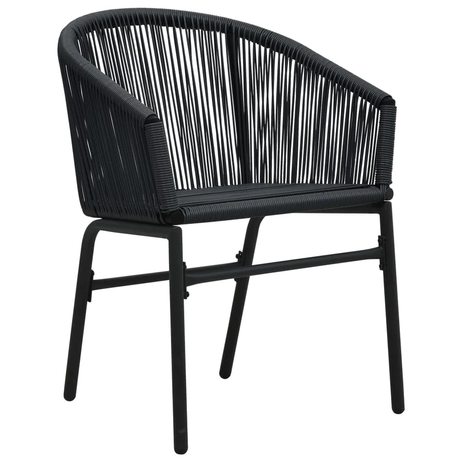 Chaises de jardin lot de 2 Noir Rotin PE - 6