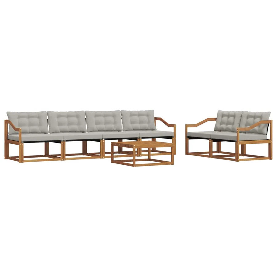 Ensemble de canapés d'extérieur 7 pcs Gris Naturel et Clair - 2