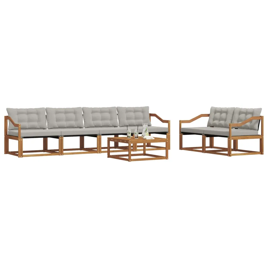 Ensemble de canapés d'extérieur 7 pcs Gris Naturel et Clair - 3