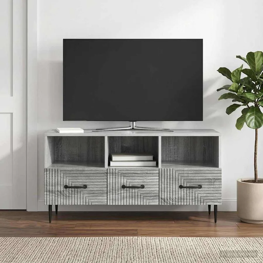 Meuble TV Sonoma gris 102 x 34,5 x 50 cm Bois d'ingénierie - 4