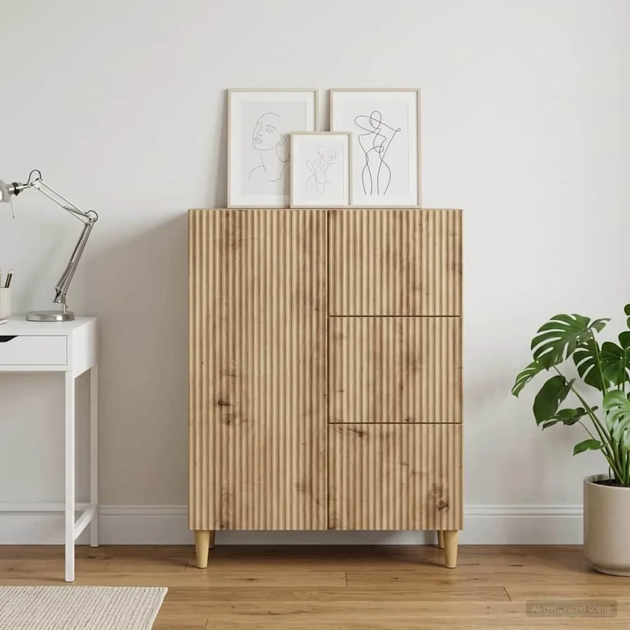 Buffet Chêne artisanal 66 x 34,5 x 90 cm Bois d'ingénierie - 4