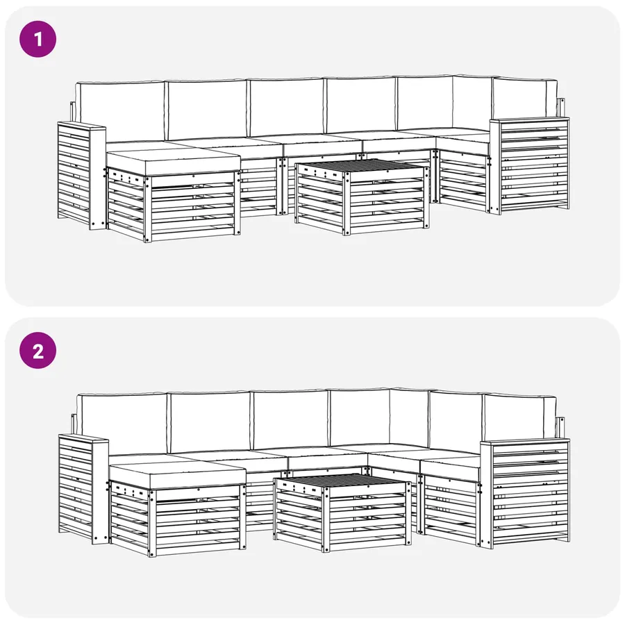 Ensemble de canapés d'extérieur 8 pcs Naturel et Beige - 9
