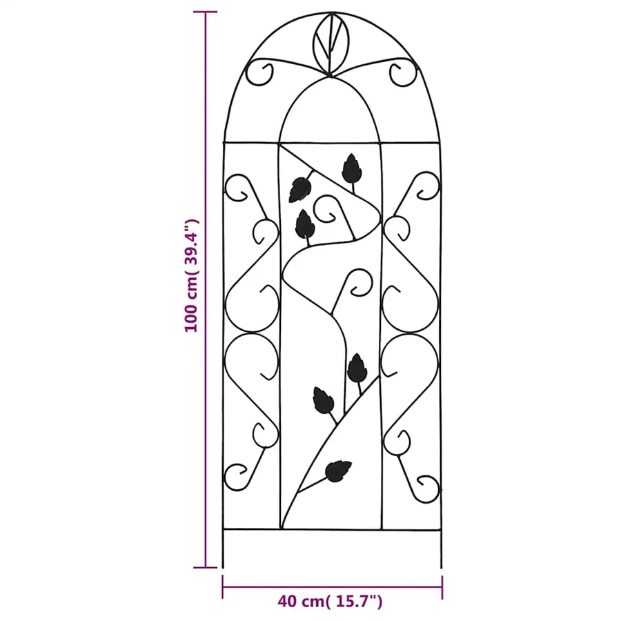Supports pour plantes grimpantes 3 pcs Noir 40x100 cm Fer - 5