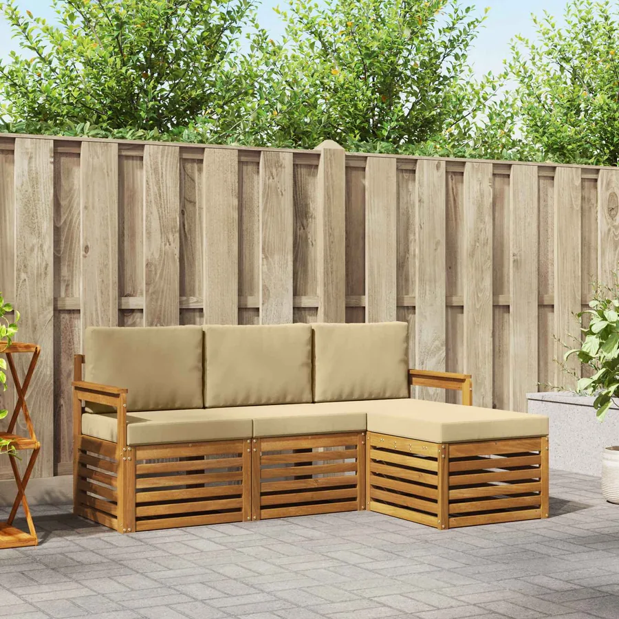 Ensemble de canapés d'extérieur 4 pcs Naturel et Beige