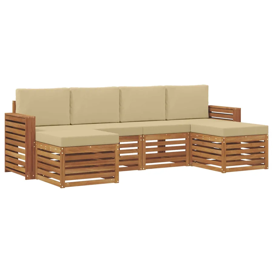 Ensembles de canapés avec coussin 6 pcs Naturel et Beige - 2