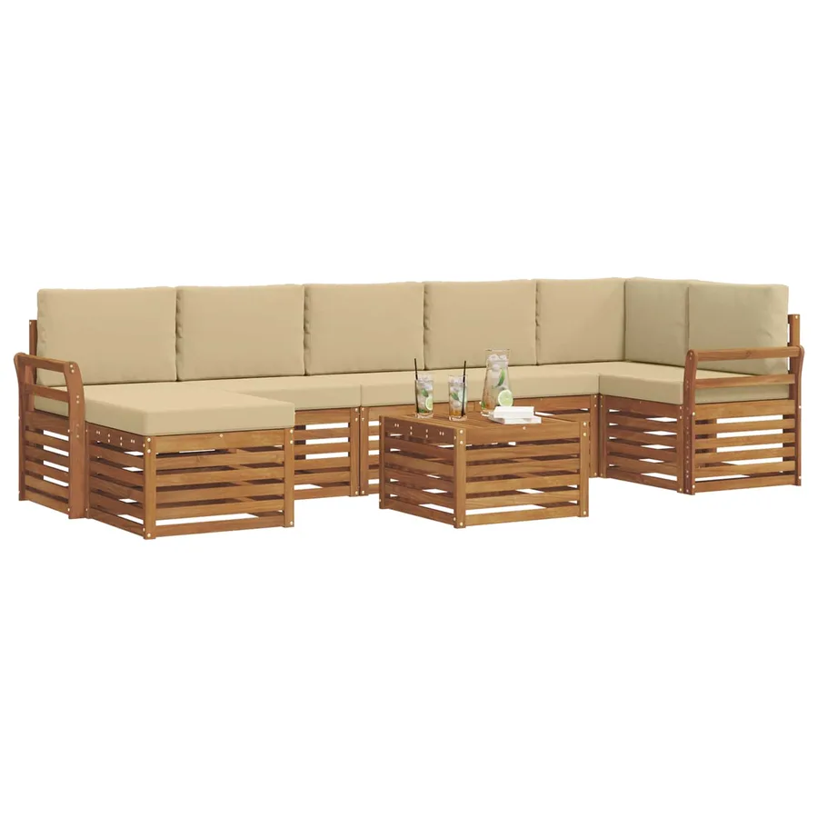 Ensemble de canapés d'extérieur 8 pcs Naturel et Beige - 3