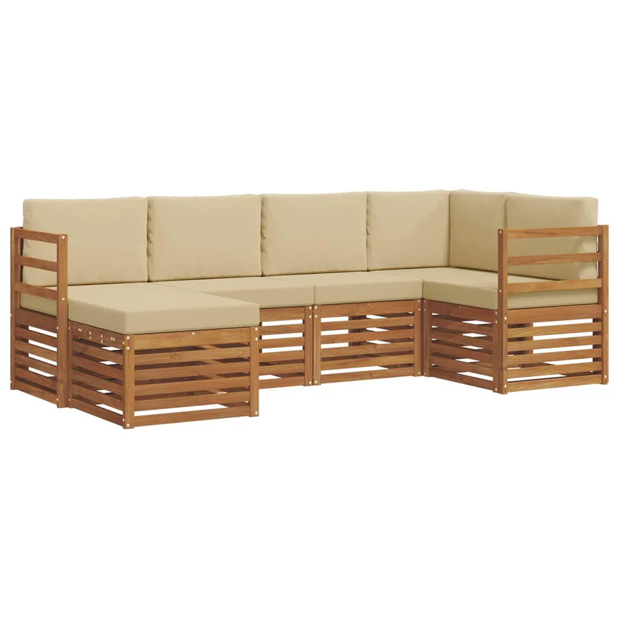 Ensemble de canapé d'angle avec coussin 6 pcs Naturel et Beige - 2