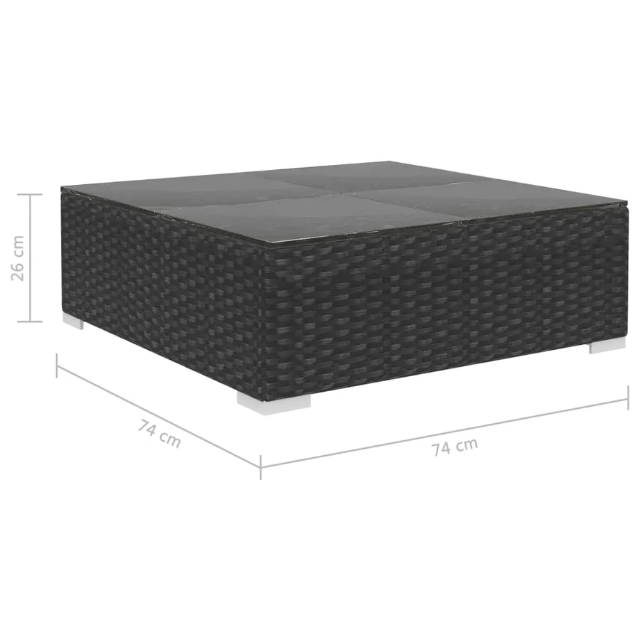 Salon de jardin 5 pcs avec coussins résine tressée noir - 11