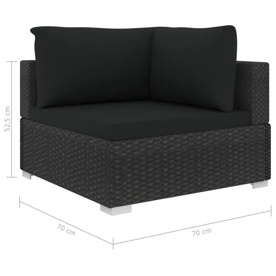 Salon de jardin 5 pcs avec coussins résine tressée noir - 8