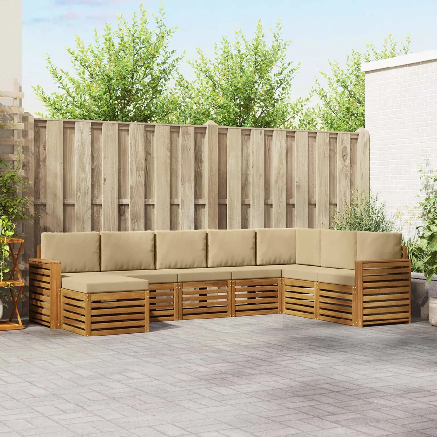 Ensemble de canapés d'extérieur 8 pcs Naturel et Beige