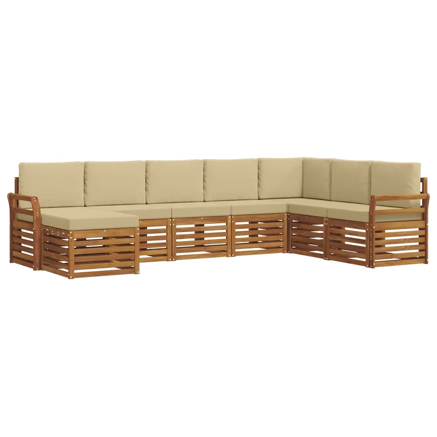 Ensemble de canapés d'extérieur 8 pcs Naturel et Beige - 2