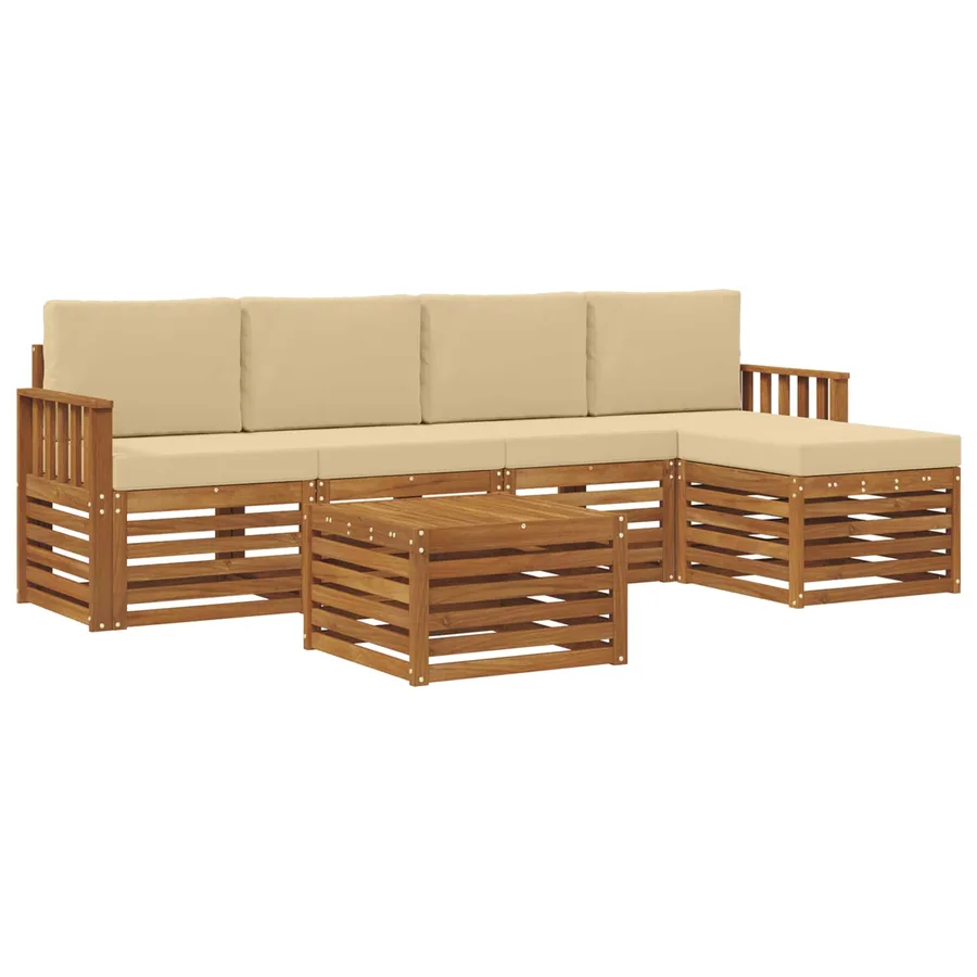 Ensemble de canapés d'extérieur 6 pcs Naturel et Beige - 2