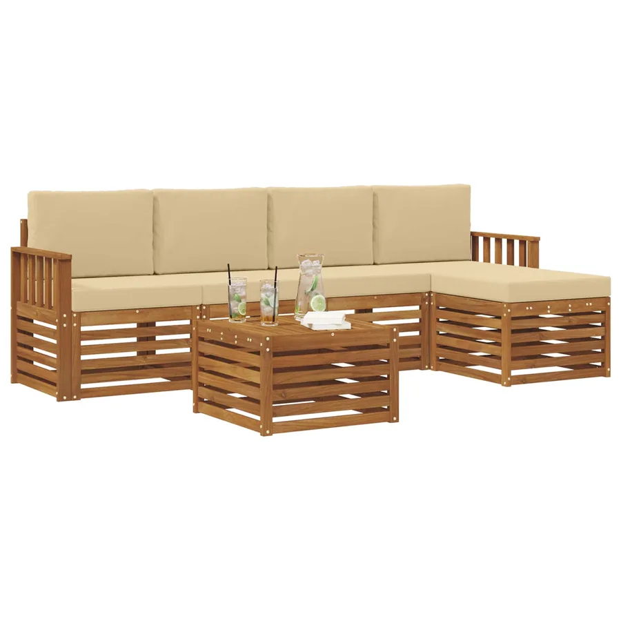 Ensemble de canapés d'extérieur 6 pcs Naturel et Beige - 3