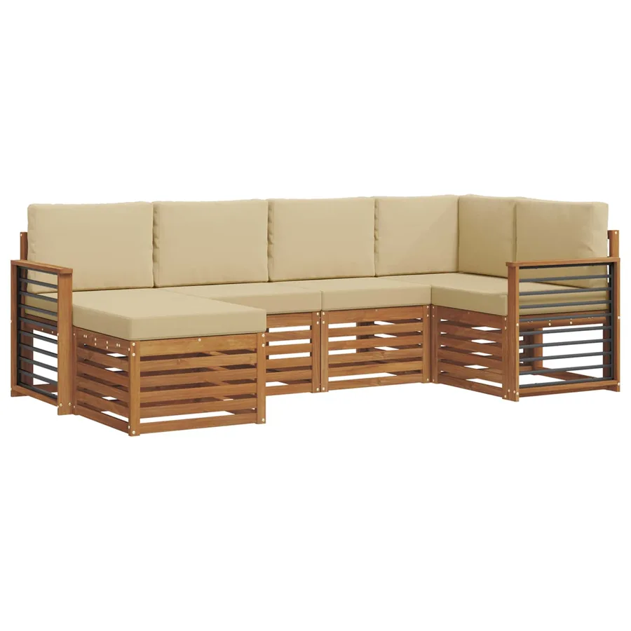 Ensemble de canapé d'angle avec coussin 6 pcs Naturel et Beige - 2