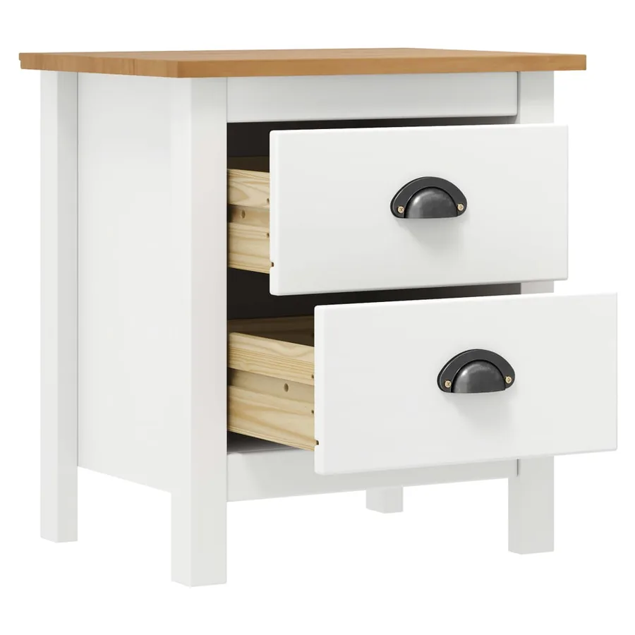 Tables de chevet Hill 2 pcs Blanc 46x35x49,5 cm Bois pin solide - 4