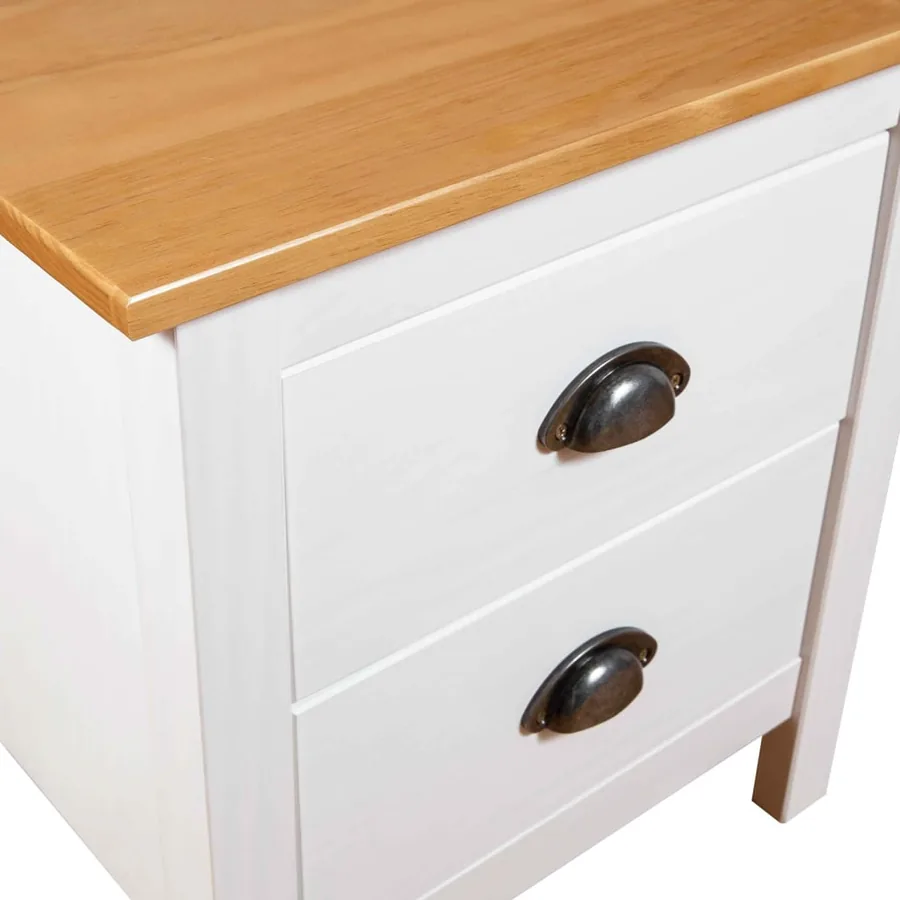 Tables de chevet Hill 2 pcs Blanc 46x35x49,5 cm Bois pin solide - 7