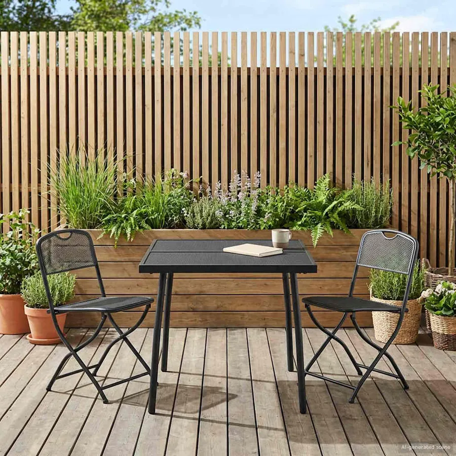 Ensemble de meubles d'extérieur 3 pcs Anthracite Fer et Acier
