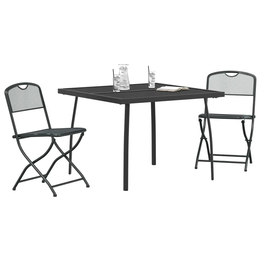 Ensemble de meubles d'extérieur 3 pcs Anthracite Fer et Acier - 3