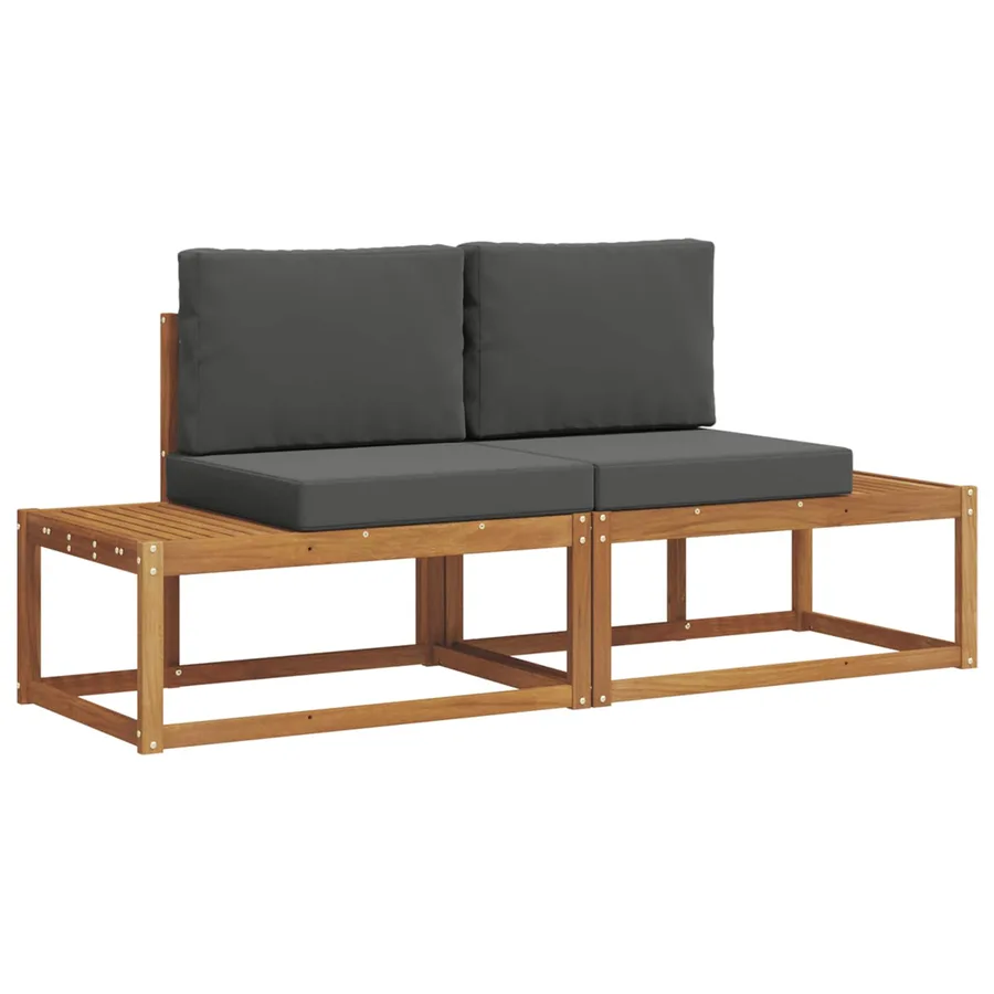 Ensemble de canapés d'extérieur avec coussin 2 pcs Naturel - 2