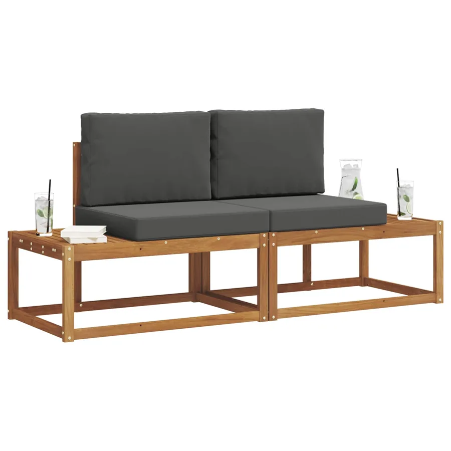 Ensemble de canapés d'extérieur avec coussin 2 pcs Naturel - 3