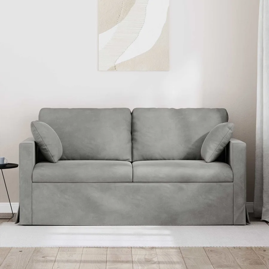 Canapé Gris clair 158 x 78 x 80 cm Velours - 3