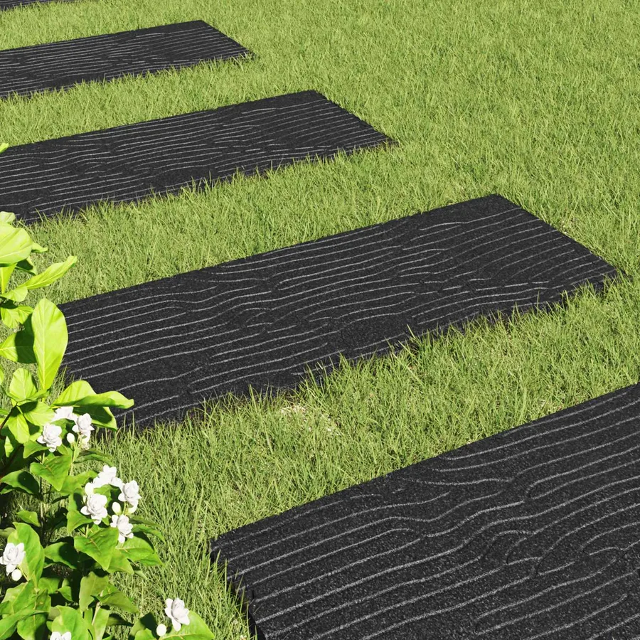Pierre de marchage 6 pcs Noir 60,5 x 25 x 2 cm Caoutchouc - 3