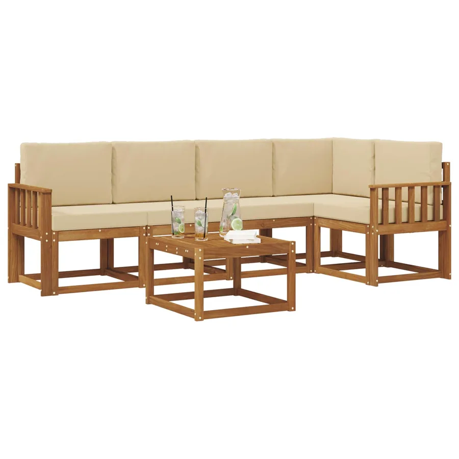 Ensemble de canapés d'extérieur 6 pcs Naturel et Beige - 3