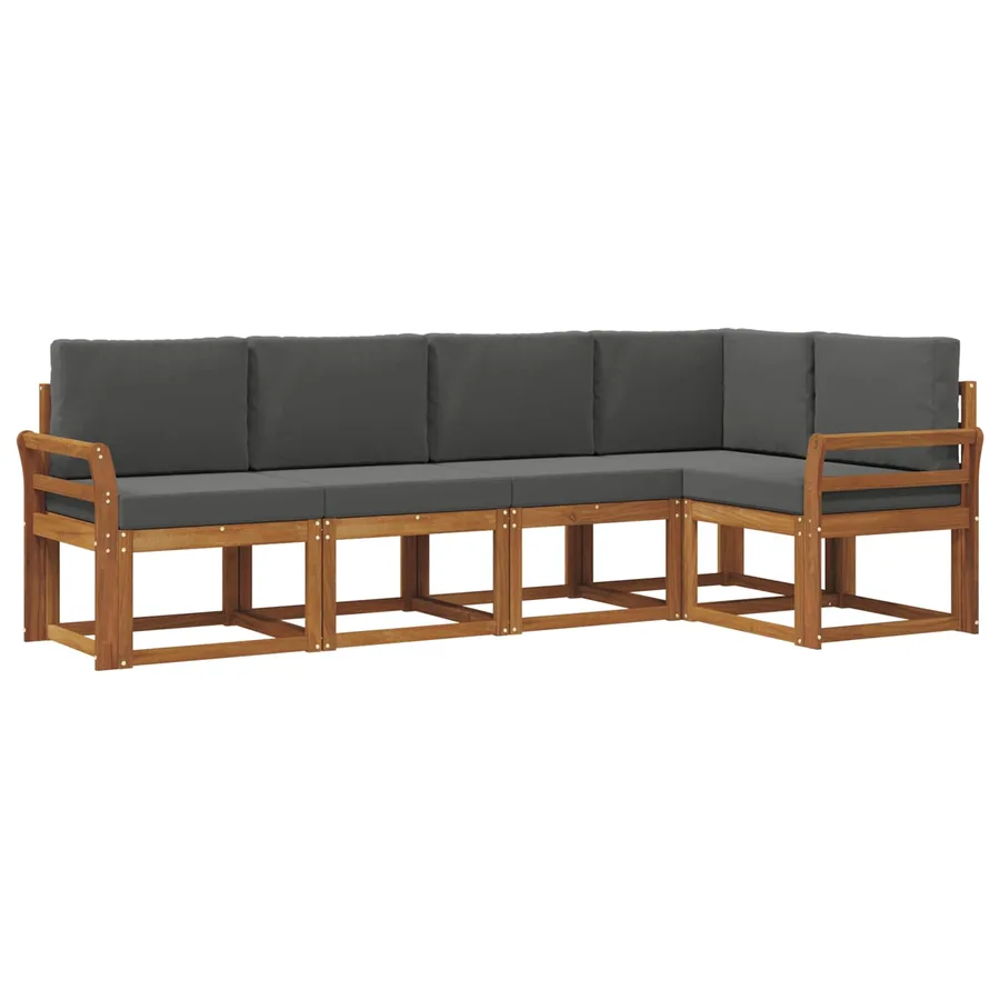 Ensemble de canapés d'extérieur 5 pcs Naturel et Anthracite - 2