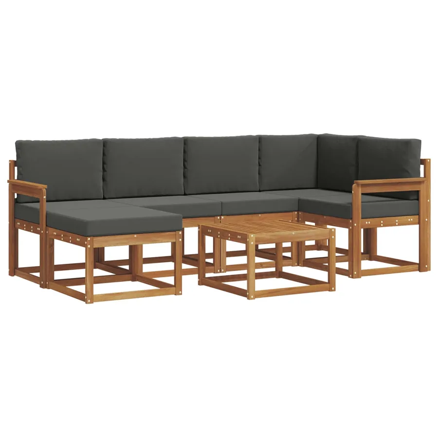 Ensemble de canapés d'extérieur 7 pcs Naturel et Anthracite - 2
