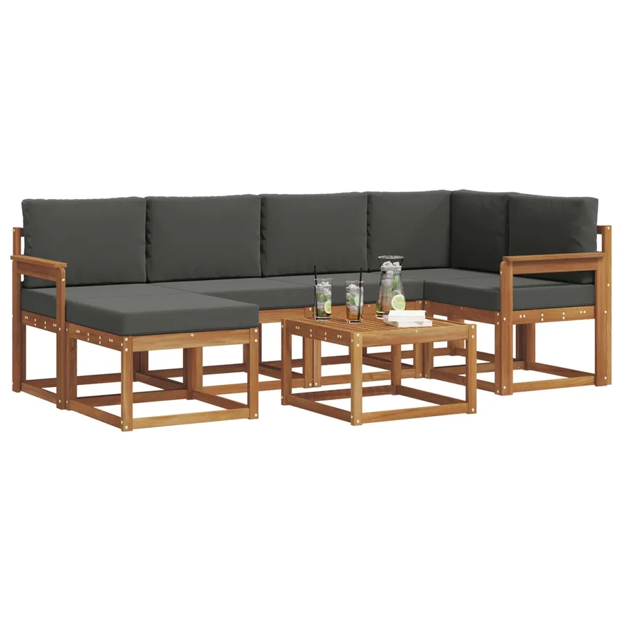 Ensemble de canapés d'extérieur 7 pcs Naturel et Anthracite - 3