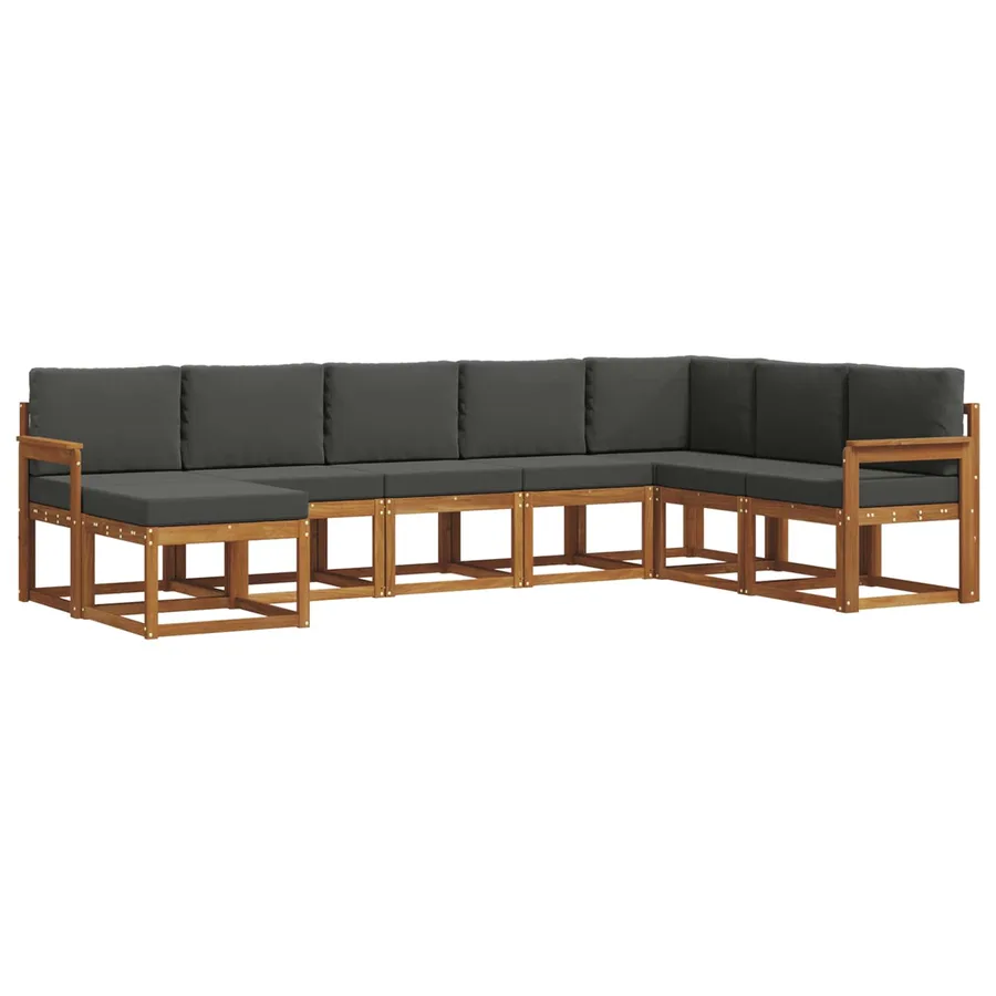 Ensemble de canapés d'extérieur 8 pcs Naturel et Anthracite - 2