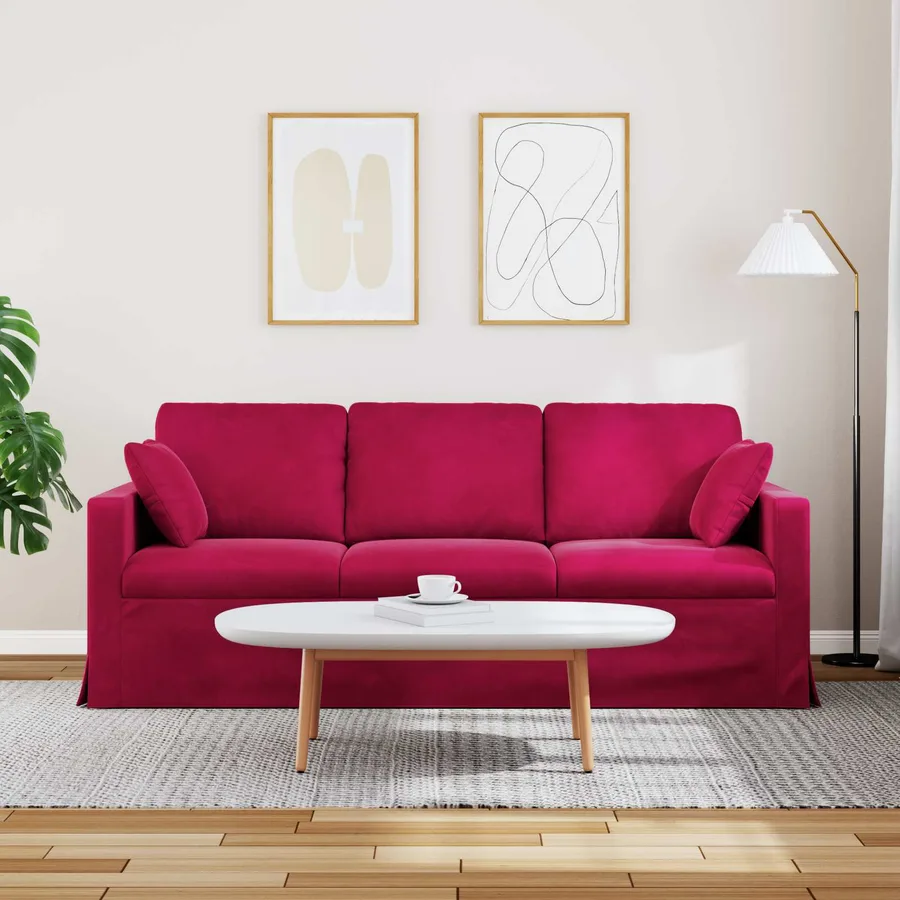 Canapé Bordeaux 198 x 78 x 80 cm Velours - 3