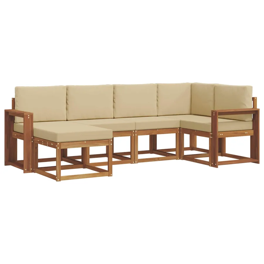 Ensemble de canapés d'extérieur 6 pcs Naturel et Beige - 2