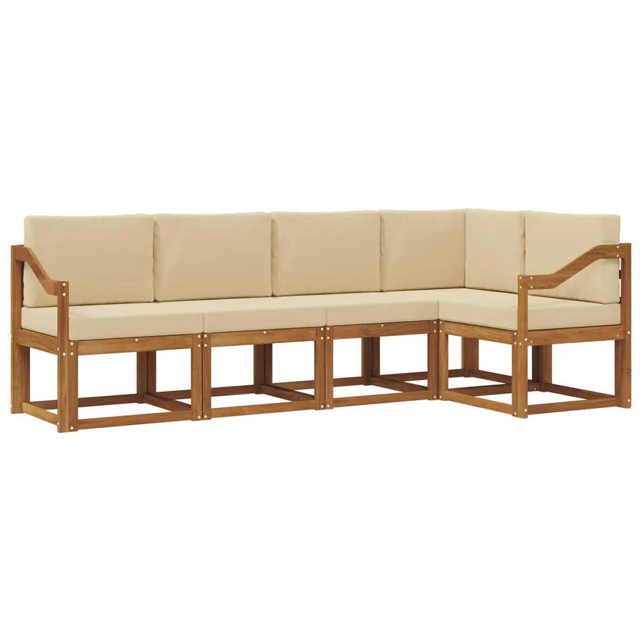 Ensemble de canapés d'extérieur 5 pcs Naturel et Beige - 2